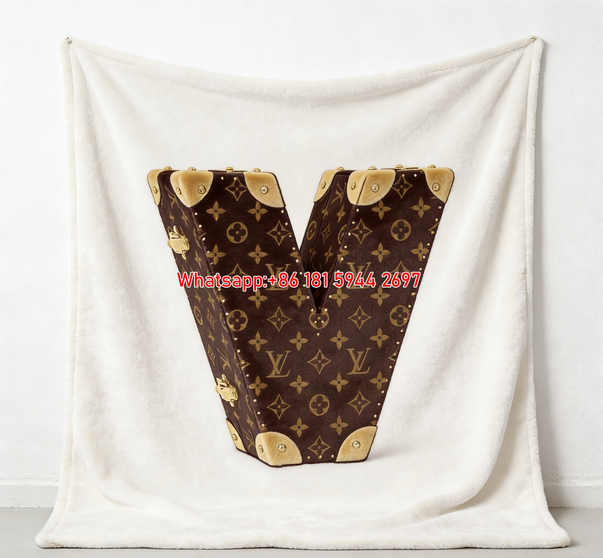 Brown Monogram LV V Trunk Blanket 432